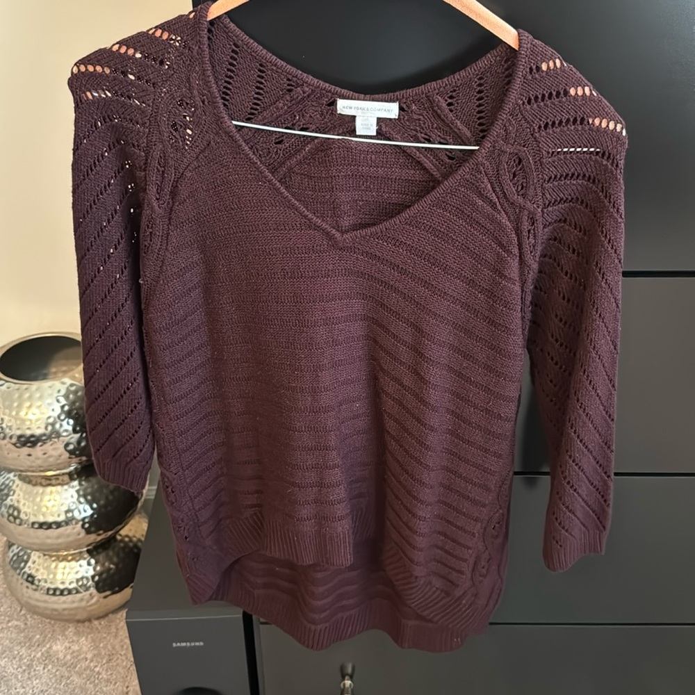 Burgundy V-neck sweater